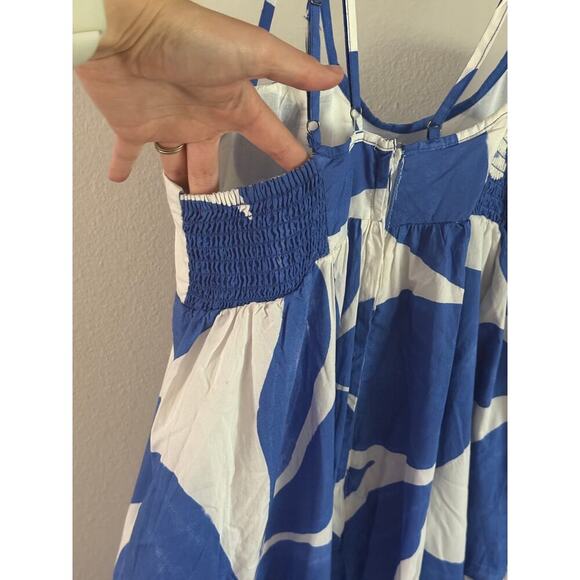 Anthropologie Maxi Dress Blue White Abstract Spaghetti Strap XS - Picture 7 of 10